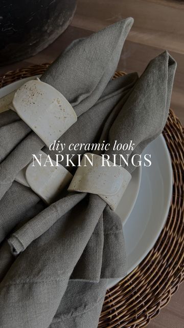 Shelley Westerman on Instagram: "These ceramic looking napkin rings are such a simple and fun DIY. They don’t have to be perfect! It’s the imperfections that make them so charming. SUPPLIES: • Oven-bake clay - I used @sculpey_official • Rolling pin • Pepper (for the speckles) • Toilet paper core • Small paint brush • Coffee (to stain the clay darker) • Glaze - I used Sculpey HOW TO MAKE THEM: • Divide even balls of clay for each napkin holder, then roll with hands into long cylinder shape. Bake Clay, Oven Bake Clay, Small Paint, Making Crafts, Cylinder Shape, Fun Diy, Napkin Holder, Paint Brush, Diy Clay