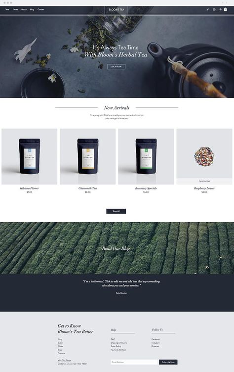 Online Tea Shop | Website Template Desain Ux, Tea Website, Wix Website Templates, Shop Website, Wix Templates, Webdesign Inspiration, Shopify Website Design, Web Ui Design, Webpage Design