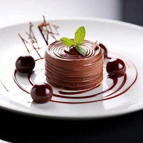 Gourmet Desserts Presentation, Food Presentation Plates, Patisserie Design, Patisserie Fine, Fine Dining Desserts, Gourmet Food Plating, Chocolate Garnishes, Dessert Presentation, Dessert Photography