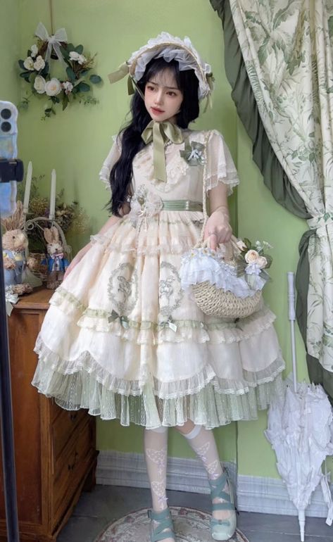 Lily of the Valley Illustration Vintage Classic Lolita OP Dress Lilly Of The Valley Dress, Lily Of The Valley Outfit, Lily Of The Valley Illustration, Cinnamoroll Party, Valley Illustration, References Poses, Dresses By Texture, Soft Ideas, Poet Shirt