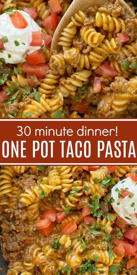 Dinner Ideas With Hamburger Meat Pasta, One Pot Pasta Recipes Beef, Broke Dinner Recipes, One Pot Mexican Pasta, Pasta Dishes Ground Beef, Pasta With Salsa, Simple Taco Pasta, Meals With Pasta Noodles, One Pot Cheesy Taco Pasta