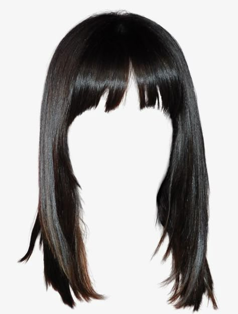 Basic Hairstyles, Hair Dolls, Black Hair Wigs, Hair Clipart, Draw Hair, Hair Doll, Hair Png, Front Hair Styles, Black Wig