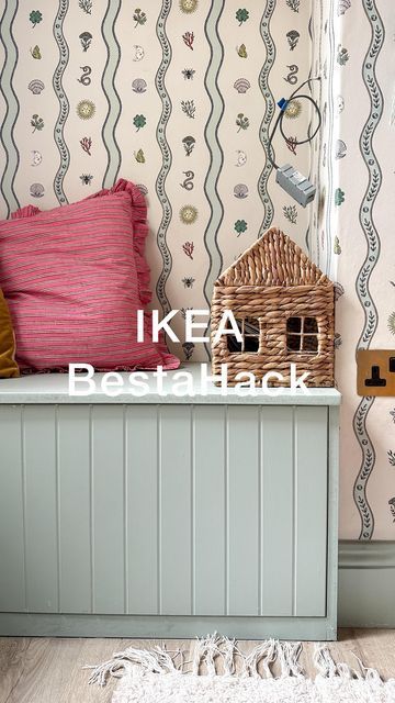 Ikea Besta Bench Seat Hack, Besta Ikea Kids Room, Ikea Besta Toy Storage, Ikea Reading Nook Hack, Ikea Besta Playroom, Bjorkoviken Ikea Besta, Besta Bench Hack, Ikea Banquette Hack, Window Seat Hack