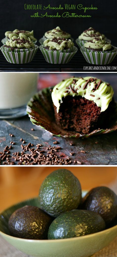 Chocolate avocado cupcakes Vegetable Cupcakes, Veggie Cupcakes, Avocado Cupcakes, Bake Cupcakes, Avocado Creme, Avocado Vegan, Chocolate Avocado, Avocado Chocolate, Vegan Cupcakes