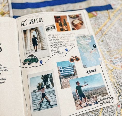 Travel Album Scrapbook, Travel Scrapbook Title Page, Travel Photo Album Ideas, Instax Photos Ideas, Travel Scrapbooking Ideas, Album Photo Voyage, Europe Scrapbook, Dessin Game Of Thrones, Scrapbook Examples