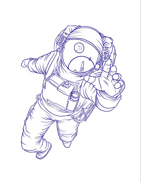 Astronaut Tattoo Drawing, Astronaut Outline Drawing, Astronaut Aesthetic Drawing, Spaceman Tattoo Design, Money Inspired Tattoos, Houston Astronaut Tattoo, Astraunaut Tattoo, Space Man Drawing, Astronaut Helmet Drawing