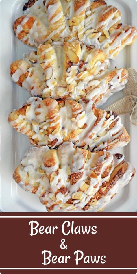 Bear Claw Recipe, Almond Filling, Breakfast Sweets, Bear Claw, Breakfast Pastries, Bear Claws, Homemade Breakfast, Puff Pastry Recipes, Pastry Desserts