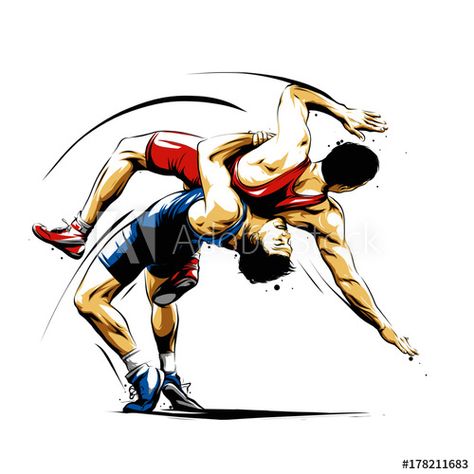 Stock Image: wrestling action 3 Wrestling Tattoos, Sports Illustrations Art, Olympic Wrestling, Wrestling Quotes, Happy Fathers Day Images, Fathers Day Images, Self Defence Training, Disney Canvas Art, Wrestling Posters