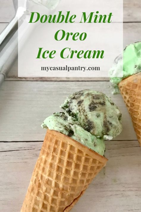 A twist on my cookies and cream ice cream, this treat is infused with fresh mint and loaded with mint Oreo cookies. #icecream #oreos #cookiesandcream #dessert Mint Oreo Ice Cream, Mint Oreo Cookies, Cookies And Cream Ice Cream, Mint Oreo, Oreo Ice Cream, Cream Ice Cream, Mint Recipes, Homemade Ice Cream Recipes, Ice Cream Cookies