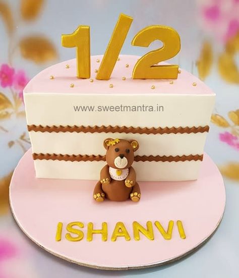 6 Months Birthday Cake, 6 Month Birthday Cake, Birthday Cake With Name Edit, Birthday Cake For Girl, Half Birthday Cake, 6 Month Birthday, Six Month Birthday, Write Name On Cake, Birthday Cake Write Name