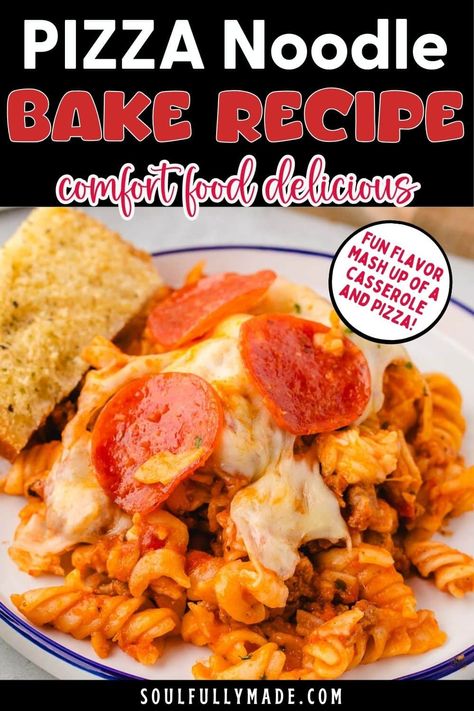 Ooey, gooey, cheesy good, this Easy Pizza Pasta Bake Recipe is one for the weekly rotation. I mean, who doesn't love noodle casseroles and pizza? Now you can have them in one mash up recipe! Pizza Noodle Casserole, Pizza Pasta Bake Recipes, Pizza Pasta Bake, Kid Approved Meals, Easy Pasta Dinner, Easy Meal Plans, Weeknight Dinner Recipes Easy, Quick Easy Dinner, Easy Pizza