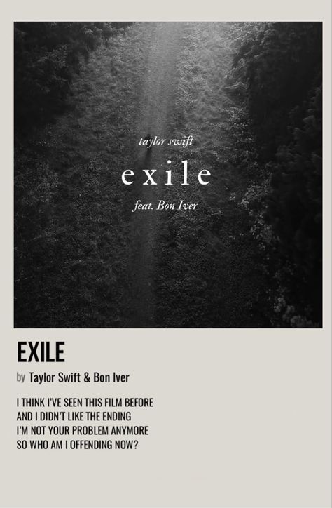 minimal polaroid song poster for exile by taylor swift Exile Taylor Swift Poster, Justin Bieber Album Cover, Exile Taylor Swift, Polaroid Songs, Justin Bieber Albums, Taylor Poster, Taylor Swift Top, Song Posters, Polaroid Posters