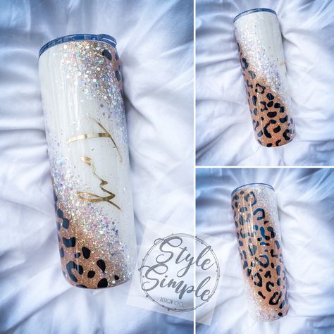 Handmade leopard print custom tumbler. Leopard tumbler yeti style tumbler. Copo Starbucks, Gold Glitter Tumbler, Cup Inspiration, Tumbler Leopard, Tumbler Inspiration, Epoxy Ideas, Leopard Tumbler, Diy Tumbler, Epoxy Tumblers