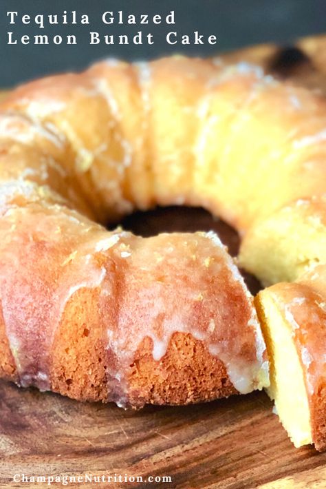 Tequila in cake: YES! This recipe features fresh citrus flavors balanced with savory olive oil and a tequila glaze you'll use again and again in other recipes as well. #cake #tequilacake #tequilaglaze #lemoncake #lemondessert #bundtcake Best Lemon Bundt Cake, Tequila Cake, Mini Lemon Bundt Cakes, Best Lemon Cake Recipe, Pumpkin Bundt Cake Recipes, Icing Glaze, Easy Bundt Cake Recipes, Lemon Bundt Cake Recipe, Easy Bundt Cake