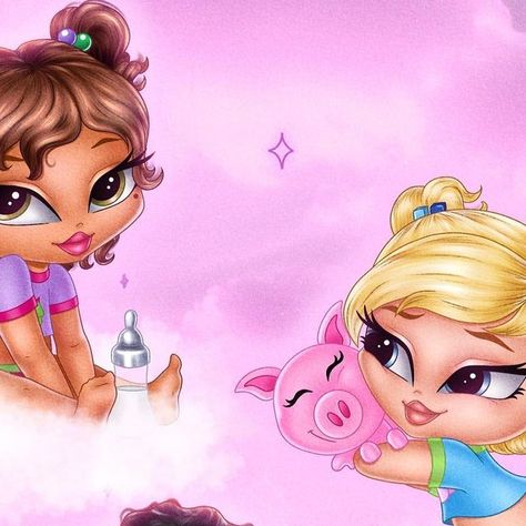 Bratz on Instagram: "Bratz Baby dreamz by @dramatic.doll ☁️🍼💕 Grab them via that cute little link in our bio! 👄👼 #bratz" Bratz Lockscreen, Baby Bratz, Lil Bratz, Pink Painted Walls, Doll Backgrounds, Purple Carpet, Butterfly Wallpaper Iphone, Bratz Doll, Baby Cartoon