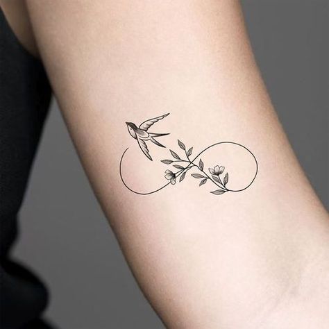 Bird And Flower Tattoo, Cozy Cuddles, Infinity Tattoo Designs, Girl Arm Tattoos, Tasteful Tattoos, Bird And Flower, Eagle Tattoos, Infinity Tattoos, Cute Small Tattoos