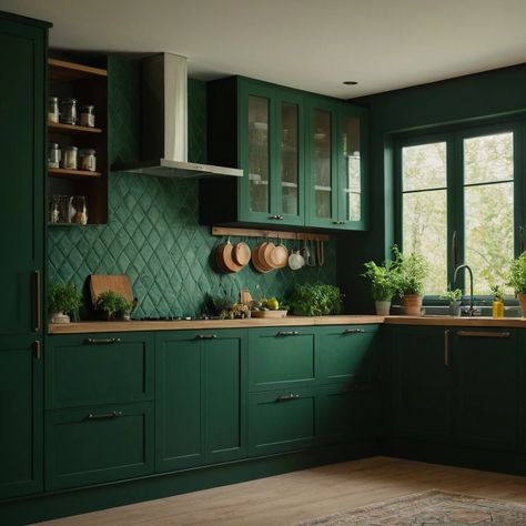 Dark Green Cabinets, Light Gray Countertops, Storing Dishes, Cabinet Color Ideas, Destiny Backgrounds, Kitchen Cabinet Color, Scandinavian Kitchens, Kitchen Cabinet Color Ideas, Kitchen Decorating Ideas