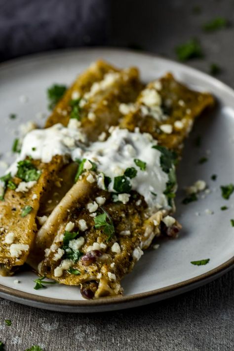 Poblano Cream Sauce, Pulled Pork Enchiladas, Poblano Sauce, Pork Enchiladas, Roasted Poblano, Homemade Enchiladas, Caribbean Cuisine, Green Sauce, South Of The Border