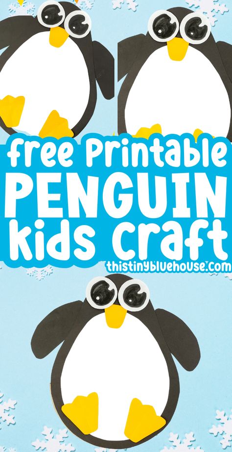 This cute printable penguin craft is the perfect craft for little kids who are fascinated by little penguins.  All you'll need to make your own printable penguin craft is our cute penguin template, construction paper, glue and scissors.  Head on over to our blog today to snag a copy of our free printable template so you can make this cute winter craft too! Easy Penguin Craft, Penguin Crafts For Kids, Penguin Template, Penguin Crafts Preschool, Tacky The Penguin, Arctic Animals Crafts, Fun Rainy Day Activities, Animals Crafts, Winter Classroom Activities