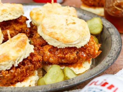 Mini Hot Honey Fried Chicken Biscuits - BUBBL'R Mini Chicken And Biscuits, Mini Chicken Biscuits, Hot Honey Chicken Biscuits, Hot Honey Sandwich, Hot Honey Chicken Biscuit, Hot Honey Fried Chicken, Fried Chicken Biscuits, Hot Honey Sauce, Honey Fried Chicken