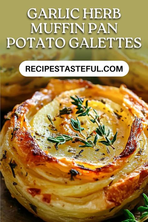 These crispy, golden, and herb-infused potato galettes are baked to perfection in a muffin pan, making for an elegant and delicious side dish that complements any meal. Side Dishes Recipes Healthy, Recipes For Baking Potatoes, Baked Potatoes In Cupcake Pan, Baked Potato In Muffin Pan, Potatoes Au Gratin Muffin Tin, Cupcake Pan Potatoes, Special Side Dishes, Potato Medallions Baked, Potato Farls Recipe