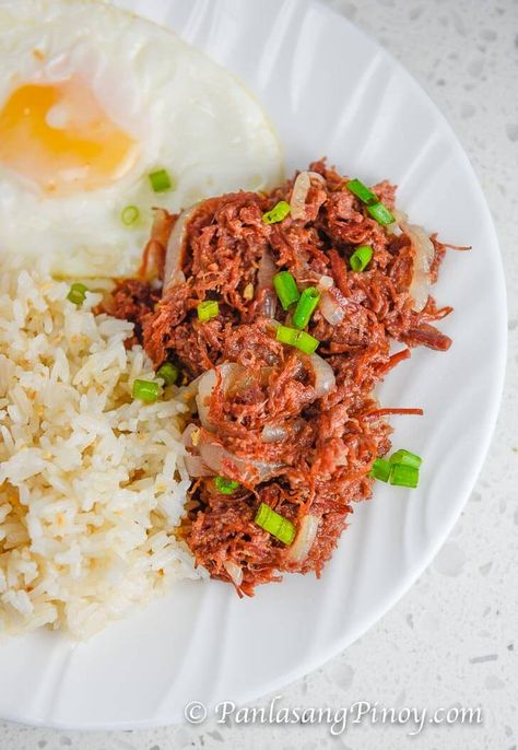 Corned Beef Silog Recipe Silog Meals Ideas, Breakfast Filipino, Corn Beef Silog, Canned Corned Beef Recipe, Filipino Dinner, Pinoy Breakfast, Silog Meals, Foreign Cuisine, Taiwanese Breakfast