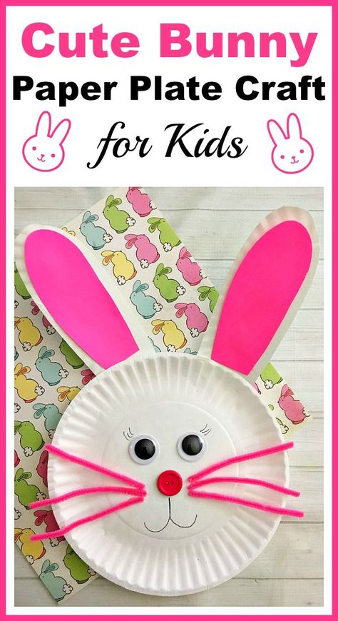 Cute Bunny Paper Plate Craft for Kids- Paper plate crafts are an inexpensive and fun way to keep kids busy! Great for a spring break actiity! |DIY spring craft, rabbit, Easter, kids craft, kids activity, easy craft Paper Plate Bunny, Påskeaktiviteter For Barn, Paper Plate Craft, Bunny Craft, Diy Spring Crafts, Easter Arts And Crafts, Paper Plate Crafts For Kids, Keep Kids Busy, Rabbit Crafts