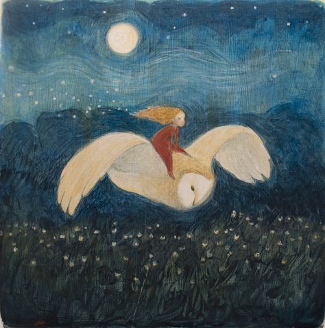 Lucy Campbell, White Bird, Full Moon, Night Sky, Painter, Wonder, Paintings, Moon