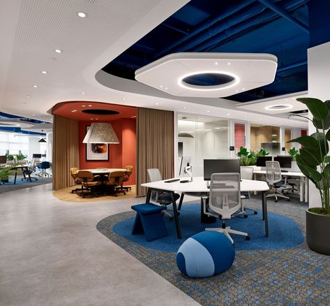 Amadeus Offices - Istanbul Tech Office Interior Design, Office Social Area, Lawyers Office, Bank Interior, Office Cafeteria, Company Interior, Tech Office, Acoustic Ceiling Panels, Davis Furniture