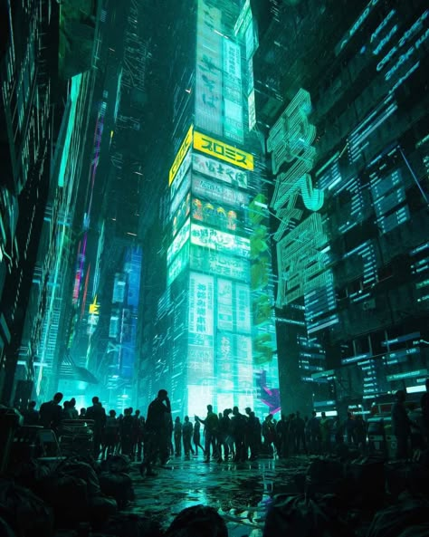 Aesthetic Wallpaper Cyberpunk, Cyberpunk Landscape, Futuristic Architecture Future City, Cyberpunk Building, Japanese Neighborhood, Sci Fi Architecture, Sci Fi City, Alternate Worlds, Cyberpunk City