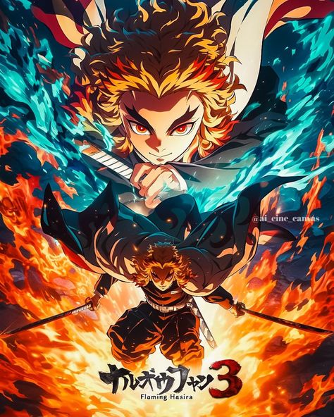 Shubhankar | Digital Art | AI Art | ⚔️Flame Hashira : Kyojuro Rengoku⚔️ ————— 🎨 art by : @ai_cine_canvas for the collab with : @explore_aiart &… | Instagram Flame Hashira Rengoku, Hashira Poster, Rengoku Art, Cartoons Krishna, Amazing Gumball, Cool Anime Backgrounds, Illumination Art, Demon King Anime, Cool Anime Wallpapers