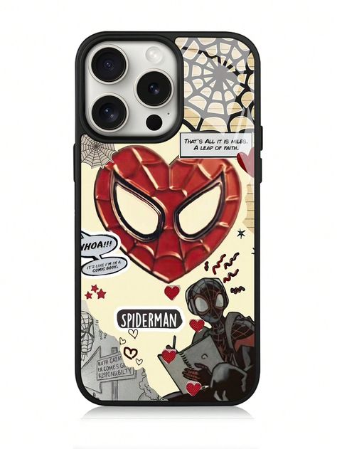 Miniso Heart Shaped Glass Screen Protective Phone Case Compatible With IphoneI discovered amazing products on SHEIN.com, come check them out! Spider Man Heart, Spider Man Phone Case, Man Heart, Protective Phone Case, Minimalist Chic, The Heart Of Man, Rabbit Ears, Comic Styles, Kids Sleepwear