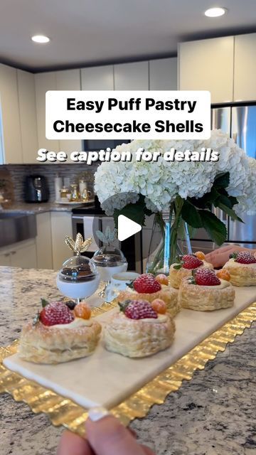 Reina G. Slim on Instagram: "Easy Puff Pastry Cheesecake Shells 🍓🫐 I love a quick and easy dessert. I’ve put these together in no time! Not only they are so delicious but so pretty to serve for any occasion. Below I will share what you will need along with the cheesecake filling recipe. The cheesecake filling is made up of four ingredients only! This is my mom’s recipe. Do I need to say more? It’s the absolute best🥰 What you will need: ▫️Puff pastry shells (Store brought) ▫️16oz Cream cheese softened at room temperature ▫️2 cups Heavy whipping cream ▫️2 cups Confectioners sugar ▫️2 tsps Vanilla extract ▫️Berries of choice (I used strawberries, blueberries and golden berries) ▫️Powered sugar ▫️Cheesecake filling/ Instructions : (I usually like to make this cheesecake filling in Puff Pastry Cheesecake Cups, Puff Pastry Cups Dessert, Puff Pastry Shells Recipes Desserts, Puff Pastry Shells Recipes, Puff Pastry Cheesecake, Cheesecake Filling Recipe, Puff Pastry Shells, Golden Berries, Easy Puff