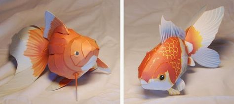 PAPERMAU: Realistic Golden Fish Paper Models - by Yamaha And Epson Paper Toy Design, Fish Paper Craft, Origami Templates, 3d Templates, Paper Fish, Fish Model, Folding Origami, Paper Engineering, Golden Fish