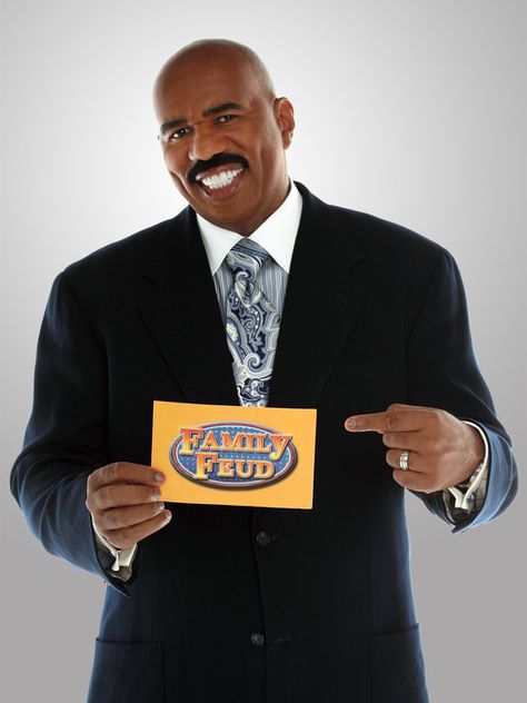 Family Feud host Steve Harvey let it be known that the survey said to shoot this show in Atlanta......and it was made so.  The game show began shooting in Atlanta in 2011. http://www.familyfeud.com/ Steve Harvey Family Feud, Steve Harvey Family, Richard Dawson, School Spirit Week, Family Feud, Steve Harvey, Black Families, Vintage Games, Family Day