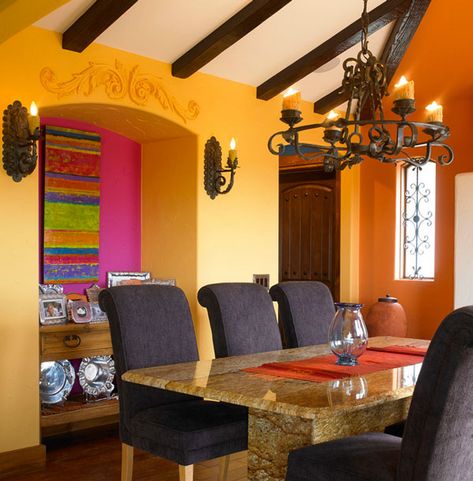 the-sky-is-the-limit-design Southwestern Dining Room, Southwestern Interior, American Interior Design, Mexican Interior Design, Mexican Interiors, Mexican Home Decor, American Interior, Mexican Home, Casas Coloniales