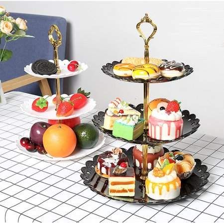 Hallolure 3-Tier Cake Stand Fruit Plate Cupcake Stand for Cakes Desserts Fruits Candy Afternoon Tea Wedding, 3 Tier Cupcake Stand, Fruit Cupcakes, Dessert Holder, Cupcake Plate, Cupcake Tiers Stand, Cake Rack, Cake Stand Display, Cake Simple