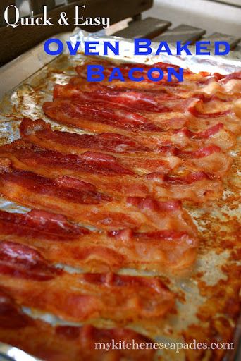 Try Oven Baked Bacon! You'll just need 1 pound thick cut bacon or turkey bacon, Aluminum Foil Crispy Bacon In Oven, Oven Baked Bacon, How To Make Bacon, Bacon In The Oven, Vegan Bacon, Cooking Bacon, Baked Bacon, Candied Bacon, Bacon Recipes