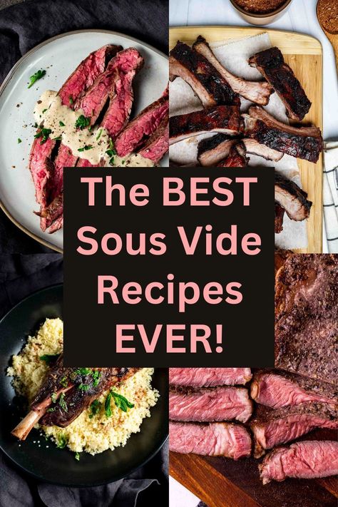 A collection of 25+ of the best sous vide recipes, ranging from ultra tender steaks and ribs, to crisp tender vegetables and creamy desserts! This is a collection of both reader favorite and my own personal favorite recipes! Sous Vide Lamb Chops, Sous Vide Fried Chicken, Sous Vide Pork Loin, Sous Vide Cheesecake, Sous Vide Ribeye, Sous Vide Lamb, Sous Vide Chicken Breast, Sous Vide Vegetables, Sous Vide Pork