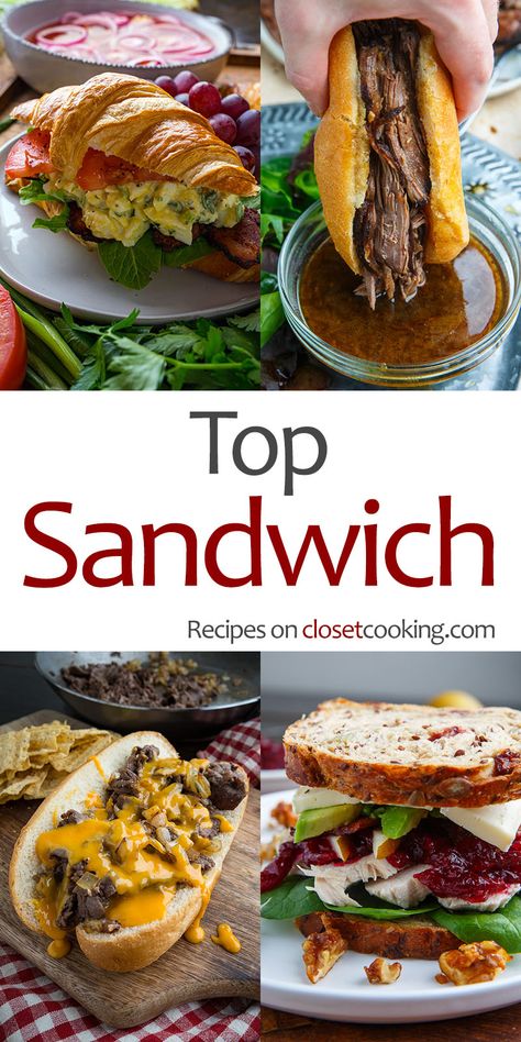 The top sandwich recipes, the best sandwich recipes on closet cooking! Gourmet Sandwiches Recipes, Fall Sandwiches, Lunch Sandwich Recipes, Closet Cooking, Best Sandwich Recipes, For Dinner, Panini Recipes, Gourmet Sandwiches, Dinner Sandwiches