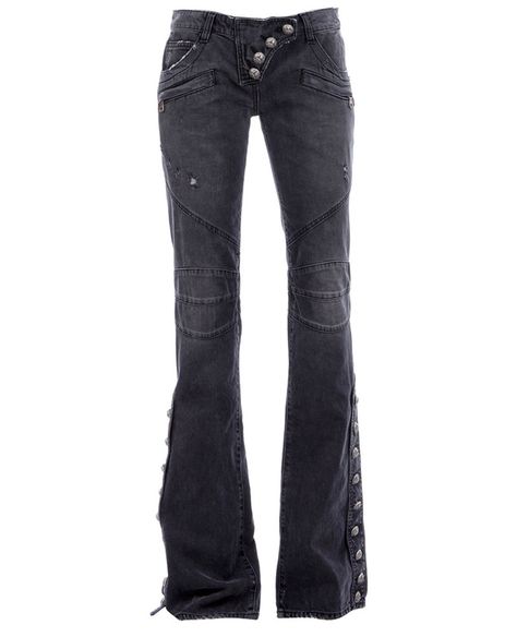 Balmain Flared Jeans Biker Jeans Outfit, Bike Boots, Balmain Jeans, Gothic Pants, Punk Pants, Jeans Flared, Biker Jeans, Black Flare, Flared Jeans