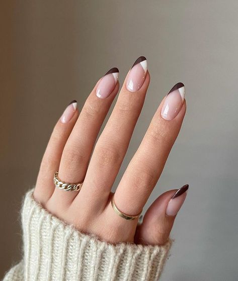 Sns Nails Designs, Brown Nails Design, Classy Acrylic Nails, Almond Acrylic Nails, Short Acrylic Nails Designs, Oval Nails, Neutral Nails, Girls Nails, Brown Nails