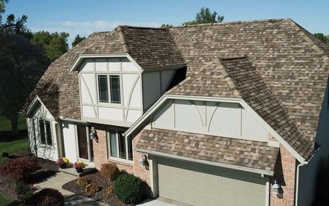 Roofing Shingle Gallery | Owens Corning Roofing Driftwood Shingles, Owens Corning Shingles, Diy Roofing, Roofing Shingles, Stunning Homes, Light Brick, Wood Shingles, House On The Rock, Premium Colors