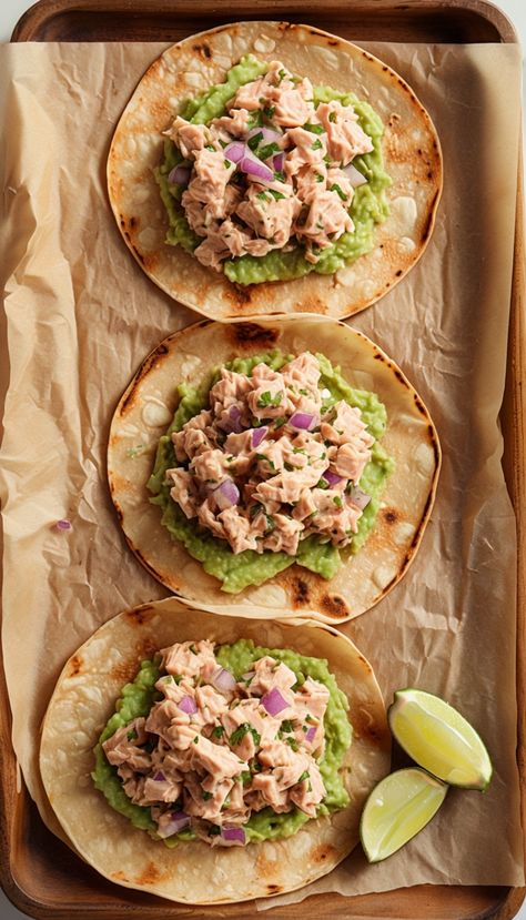 Tuna tostadas are a fantastic option for a quick lunch or a delightful appetizer. They bring a burst of flavor and texture that’s hard to resist. Whether you’re enjoying them at a gathering, or simply indulging on a casual weeknight, the combination of crunchy tostadas and zesty tuna is simply mouthwatering.  Ingredients You’ll Need For Tuna Tostadas  Before you get started, let’s gather all the ingredients for your tuna tostadas. You’ll want to ensure everything is fresh and ready to go. Here’s Tuna Tostadas Recipes, Tuna Tostadas, Tostadas Recipe, Tuna Tacos, Healthy Tuna, Tuna Avocado, Spicy Tuna, Tuna Recipes, Quick Lunch