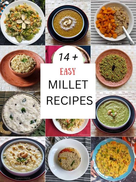 millet recipes photos collage Indian Recipes For Kids, Lunch Ideas Recipes, Curried Potatoes, Vegetarian Lunch Ideas, Millet Recipes, Photos Collage, Dinner Today, Spinach Curry, Potato Curry