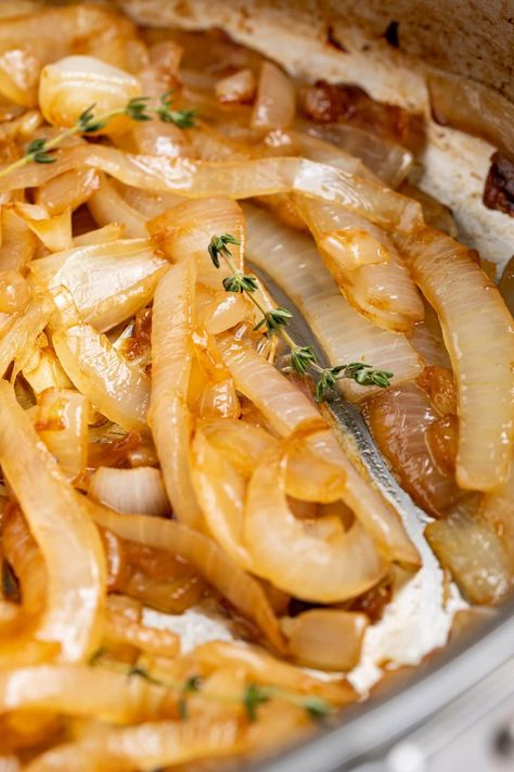 These sautéed onions are quick and easy to make! They're deeply flavorful, slightly sweet, and perfectly tender. Add these sautéed onions to a sandwich, salad, or simply enjoy them as a side dish! 40 Aprons, Sautéed Onions, Sandwich Salad, Sweet Onions, Side Dish Recipes Easy, Keto Side Dishes, Free Meal Plans, Favorite Comfort Food, Saute Onions