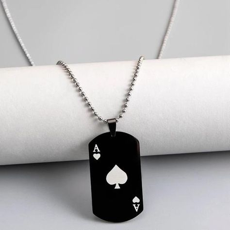 Jack Of Spades, Black And White Heart, Ace Of Spades, Plate Necklace, Chains Necklaces, Mens Accessories Jewelry, Stainless Steel Pendant, Dog Tag, Metal Necklaces