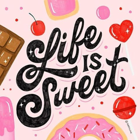 Sweet Typography, Experimental Makeup, Food Plates, Sweet As A Peach, Pastel Poster, Life Is Sweet, Typography Artwork, Hand Lettering Inspiration, Powerpoint Design Templates