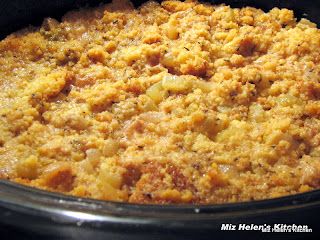 Slow Cooker Cornbread Dressing at Miz Helen's Country Cottage Slow Cooker Cornbread, Crockpot Cornbread, Crockpot Dressing, Southern Dressing, Christmas Dressing, Southern Foods, Dressing Recipes Thanksgiving, Chicken Dressing, Chicken Stuffing