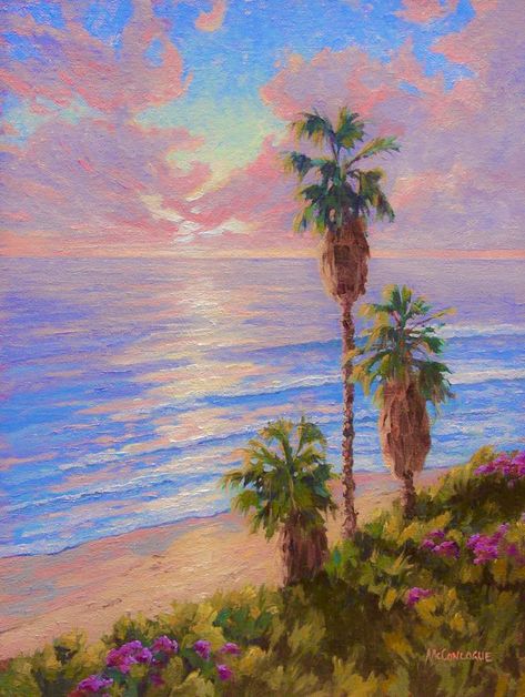 Oil Painting Beach, Encinitas California, Art Prints Vintage, Art Oil Paintings, Painting Canvases, Fine Art Painting Oil, Cute Paintings, Prints Vintage, Art Landscapes